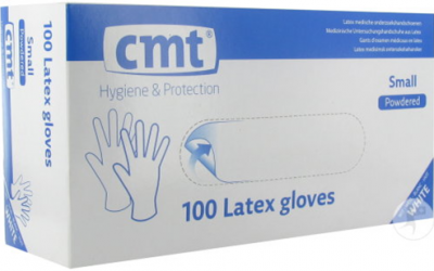 Latex handschoen gepoederd 100pr/doos mtM